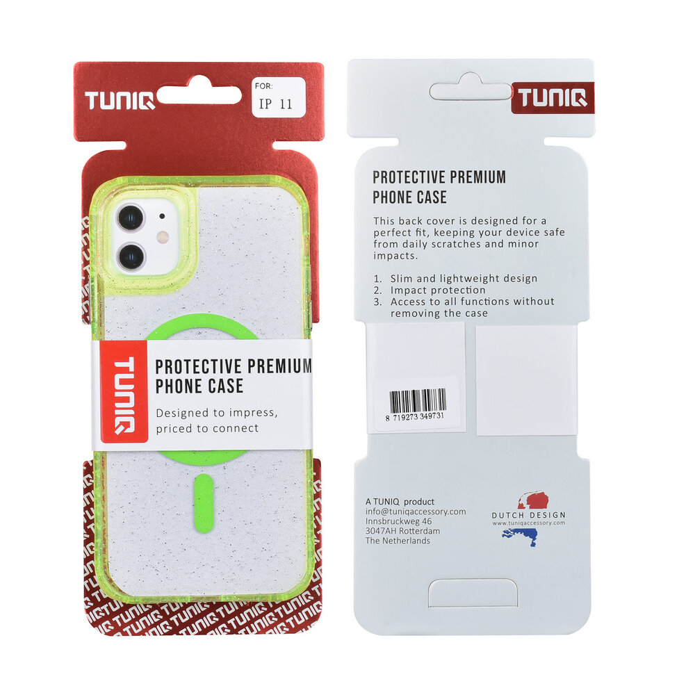 TUNIQ TUNIQ iPhone 11 Back cover coque - Magsafe - Glitter - Hanger - Vert TUNIQ TUNIQ iPhone 11 Back cover coque - Magsafe - Glitter - Hanger - Vert