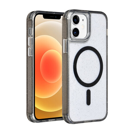 TUNIQ TUNIQ iPhone 12 - 12 Pro Back-Cover hul - Magsafe - Glitter - Hanger - Schwarz TUNIQ TUNIQ iPhone 12 - 12 Pro Back-Cover hul - Magsafe - Glitter - Hanger - Schwarz