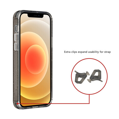 TUNIQ TUNIQ iPhone 12 - 12 Pro Back cover case - Magsafe - Glitter - Hanger - Black