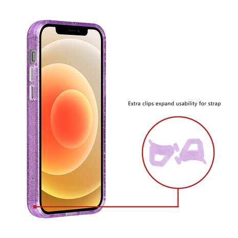 TUNIQ TUNIQ iPhone 12 - 12 Pro Backcover hoesje - Magsafe - Glitter - Hanger - Paars