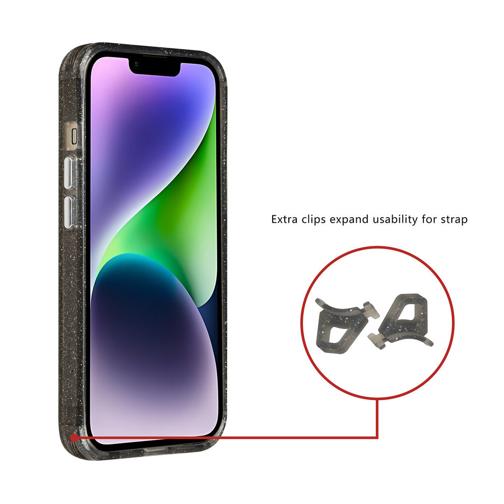 TUNIQ TUNIQ iPhone 14 Back-Cover hul - Magsafe - Glitter - Hanger - Schwarz TUNIQ TUNIQ iPhone 14 Back-Cover hul - Magsafe - Glitter - Hanger - Schwarz