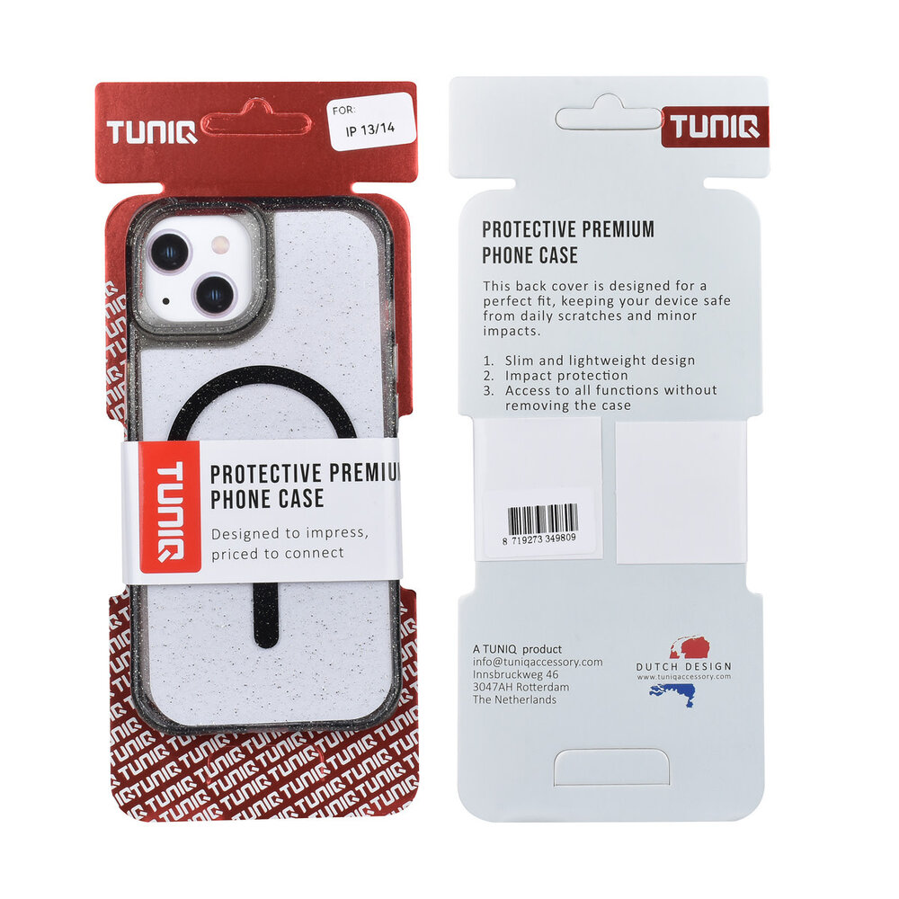 TUNIQ TUNIQ iPhone 14 Back cover coque - Magsafe - Glitter - Hanger - Noir