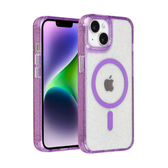 TUNIQ iPhone 14 Back cover case - Magsafe - Glitter - Hanger - Purple