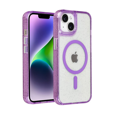 TUNIQ TUNIQ iPhone 14 Back cover case - Magsafe - Glitter - Hanger - Purple