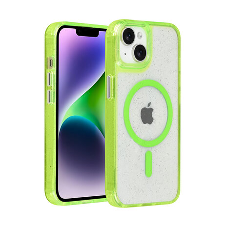 TUNIQ TUNIQ iPhone 14 Back cover coque - Magsafe - Glitter - Hanger - Vert