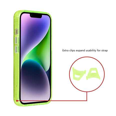 TUNIQ TUNIQ iPhone 14 Back cover coque - Magsafe - Glitter - Hanger - Vert