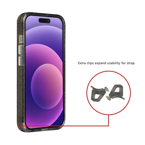 TUNIQ TUNIQ iPhone 15 Back-Cover hul - Magsafe - Glitter - Hanger - Schwarz TUNIQ TUNIQ iPhone 15 Back-Cover hul - Magsafe - Glitter - Hanger - Schwarz