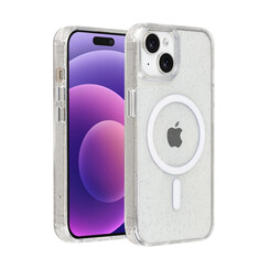 TUNIQ iPhone 15 Back-Cover hul - Magsafe - Glitter - Hanger - Transparent