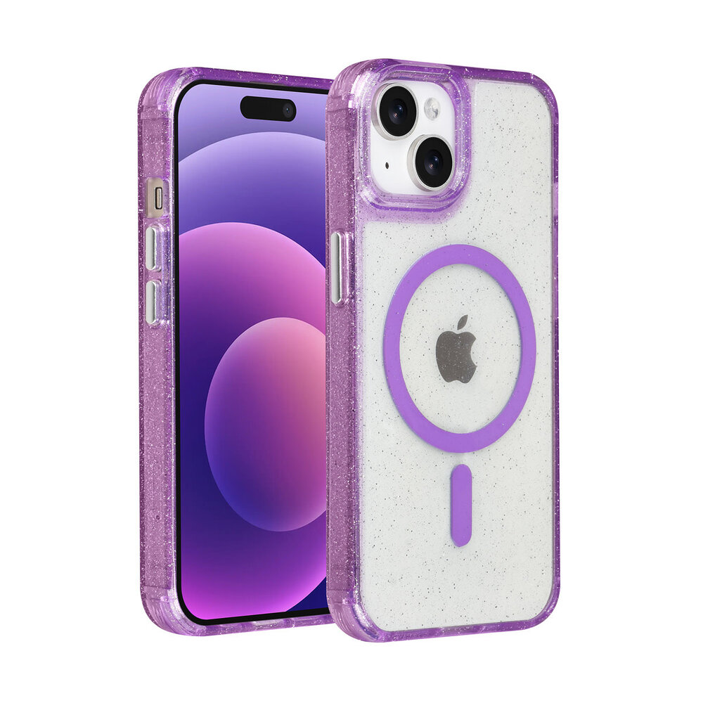 TUNIQ TUNIQ iPhone 15 Back cover case - Magsafe - Glitter - Hanger - Purple