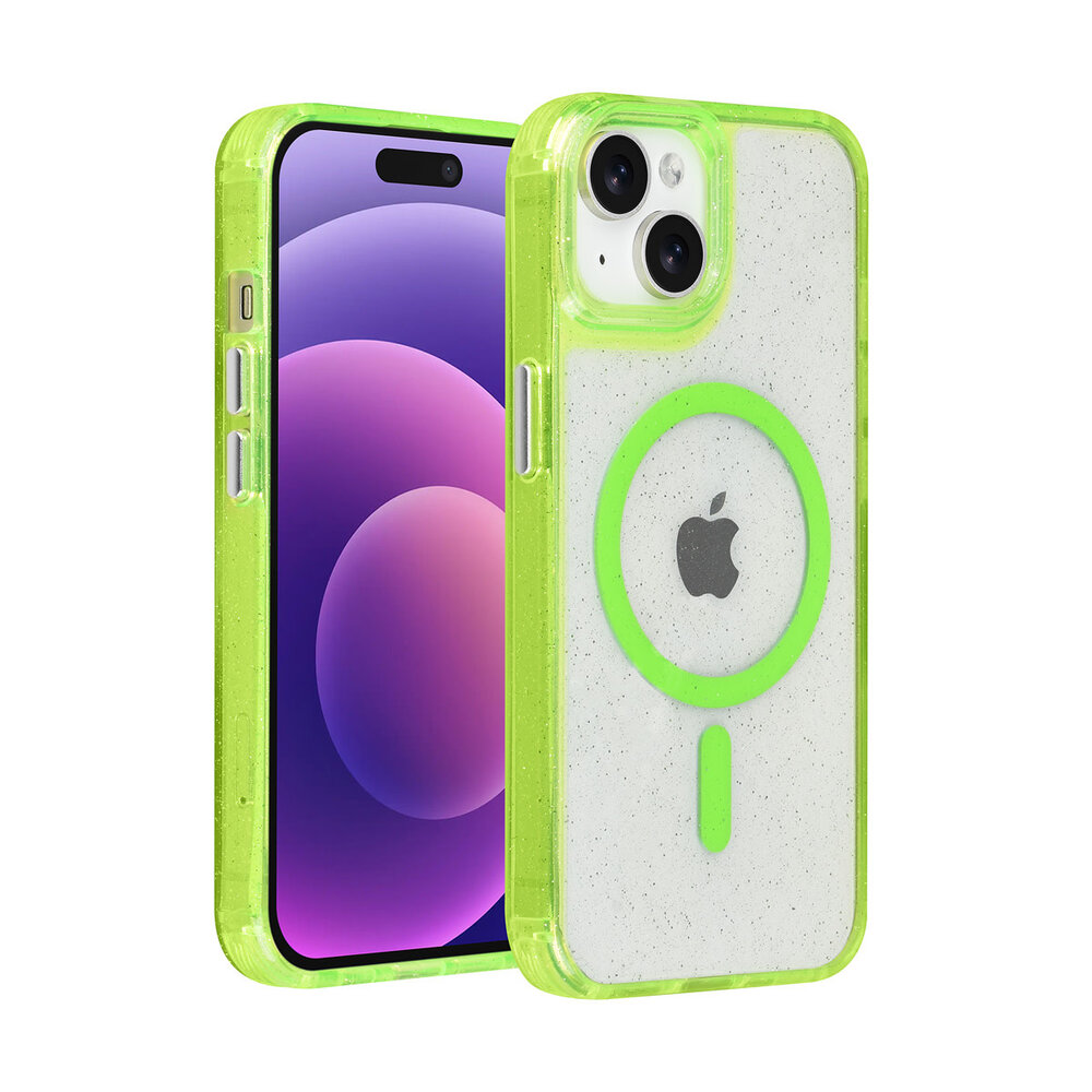 TUNIQ TUNIQ iPhone 15 Back cover coque - Magsafe - Glitter - Hanger - Vert