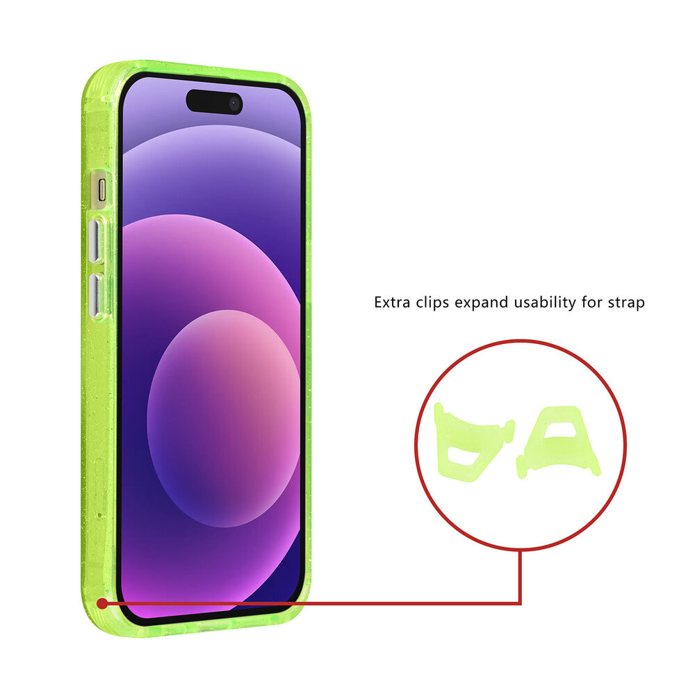 TUNIQ TUNIQ iPhone 15 Back cover coque - Magsafe - Glitter - Hanger - Vert