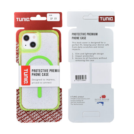 TUNIQ TUNIQ iPhone 15 Back cover coque - Magsafe - Glitter - Hanger - Vert