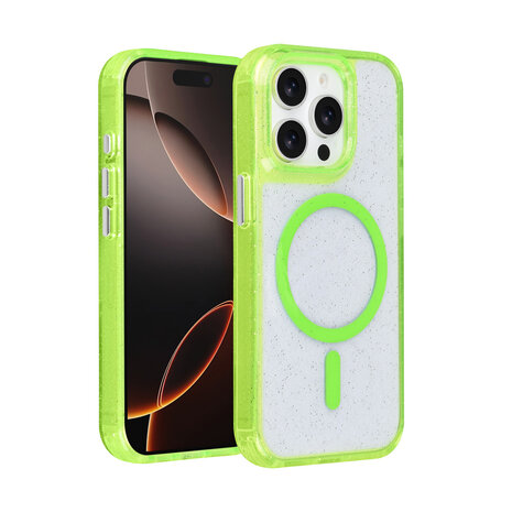 TUNIQ TUNIQ iPhone 15 Pro Back cover case - Magsafe - Glitter - Hanger - Green