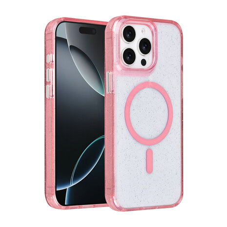 TUNIQ TUNIQ iPhone 15 Pro Max Backcover hoesje - Magsafe - Glitter - Hanger - Roze