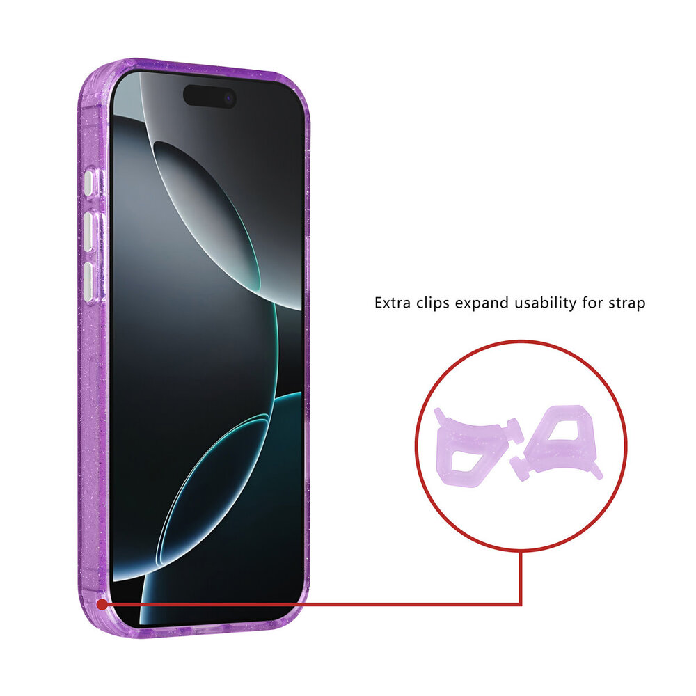 TUNIQ TUNIQ iPhone 15 Pro Max Back cover coque - Magsafe - Glitter - Hanger - Violet