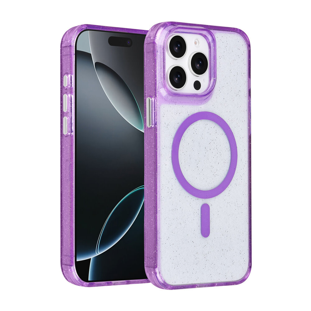 TUNIQ TUNIQ iPhone 15 Pro Max Backcover hoesje - Magsafe - Glitter - Hanger - Paars