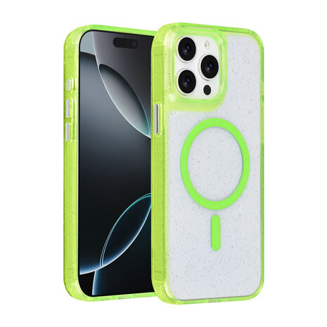 TUNIQ TUNIQ iPhone 15 Pro Max Back cover coque - Magsafe - Glitter - Hanger - Vert