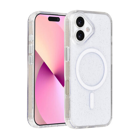 TUNIQ TUNIQ iPhone 16 Back cover coque - Magsafe - Glitter - Hanger - Transparent TUNIQ TUNIQ iPhone 16 Back cover coque - Magsafe - Glitter - Hanger - Transparent