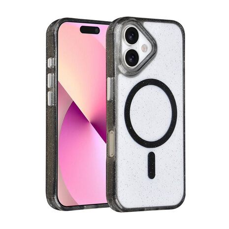 TUNIQ TUNIQ iPhone 16 Back cover case - Magsafe - Glitter - Hanger - Black