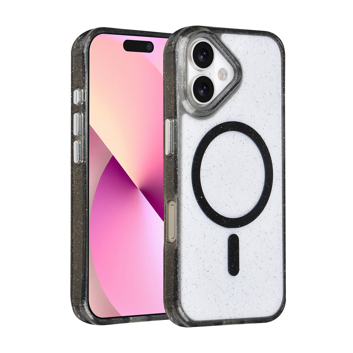 TUNIQ TUNIQ iPhone 16 Backcover hoesje - Magsafe - Glitter - Hanger - Zwart