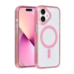 TUNIQ iPhone 16 Backcover hoesje - Magsafe - Glitter - Hanger - Roze