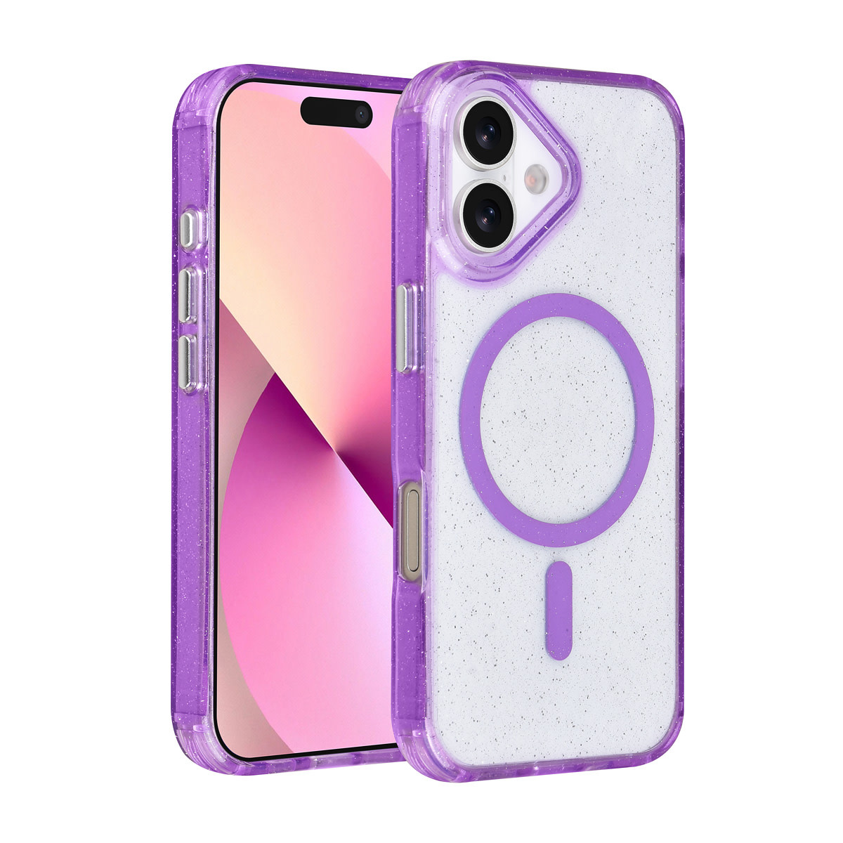 TUNIQ TUNIQ iPhone 16 Backcover hoesje - Magsafe - Glitter - Hanger - Paars
