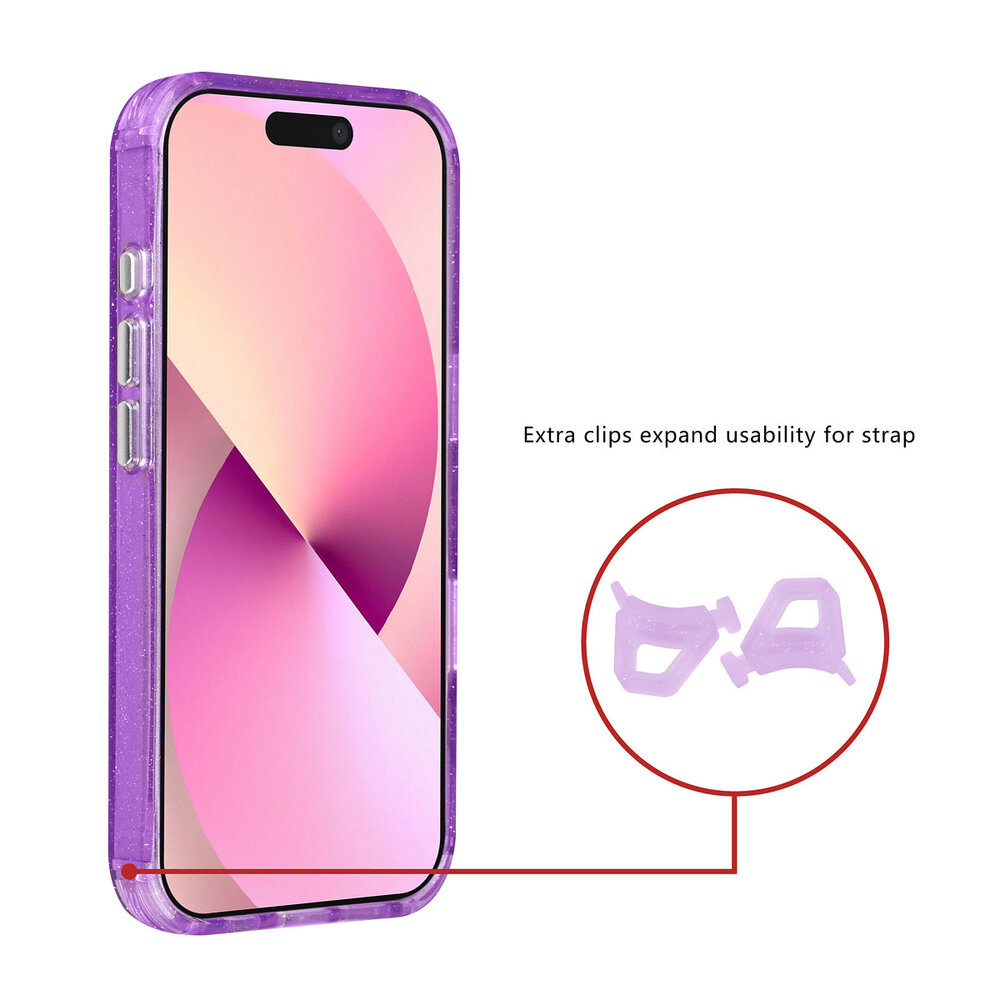 TUNIQ TUNIQ iPhone 16 Back cover coque - Magsafe - Glitter - Hanger - Violet