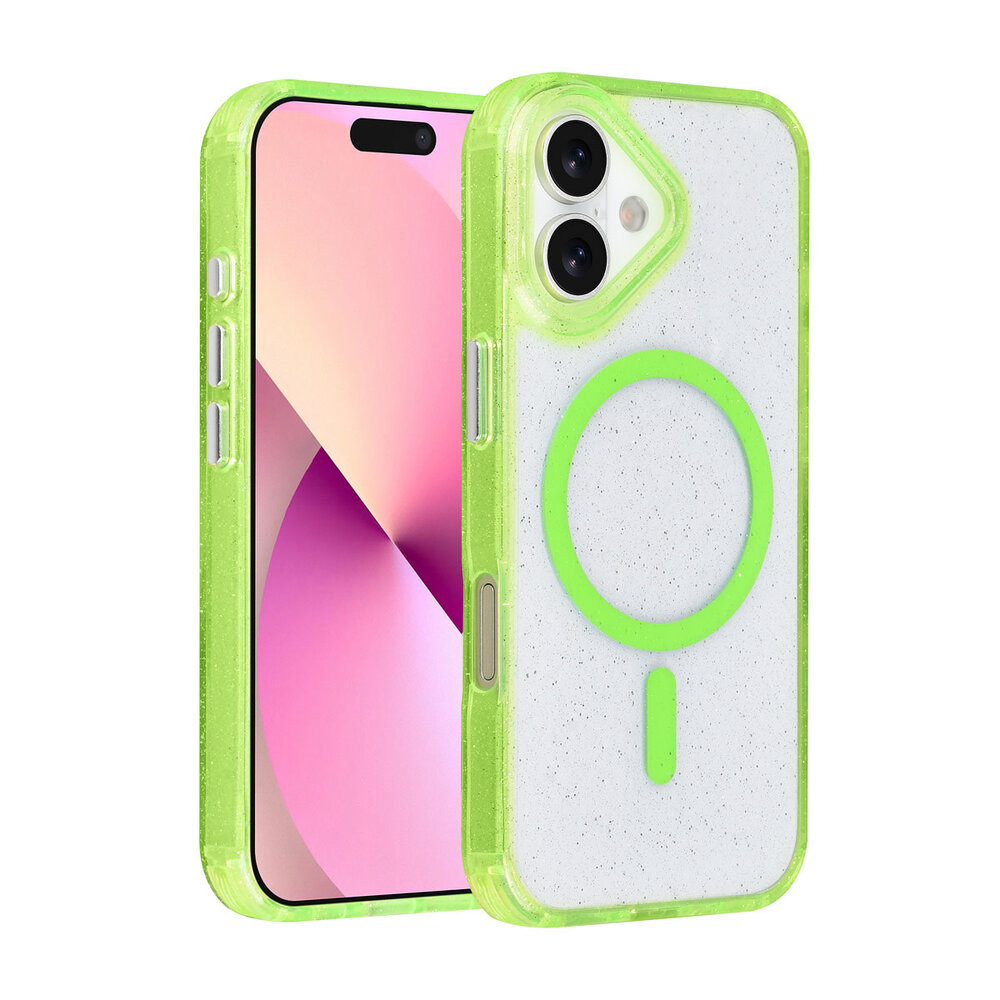 TUNIQ TUNIQ iPhone 16 Back cover case - Magsafe - Glitter - Hanger - Green TUNIQ TUNIQ iPhone 16 Back cover case - Magsafe - Glitter - Hanger - Green