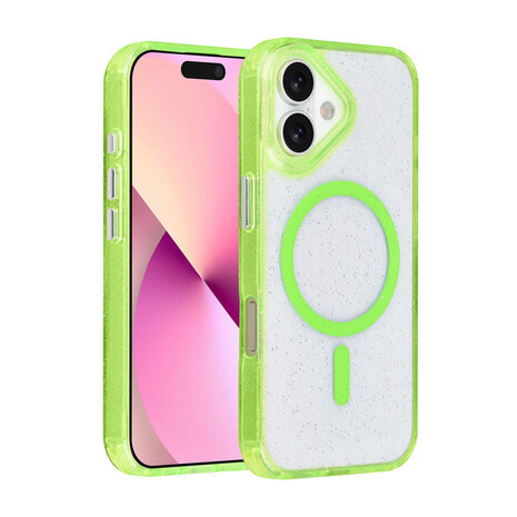 TUNIQ TUNIQ iPhone 16 Back cover coque - Magsafe - Glitter - Hanger - Vert