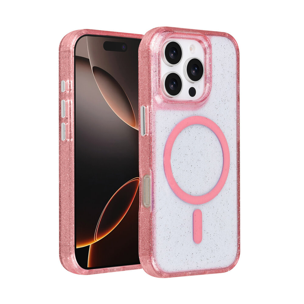 TUNIQ TUNIQ iPhone 16 Pro Back cover case - Magsafe - Glitter - Hanger - Pink TUNIQ TUNIQ iPhone 16 Pro Back cover case - Magsafe - Glitter - Hanger - Pink