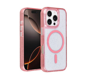 TUNIQ TUNIQ iPhone 16 Pro Back-Cover hul - Magsafe - Glitter - Hanger - Rosa TUNIQ TUNIQ iPhone 16 Pro Back-Cover hul - Magsafe - Glitter - Hanger - Rosa