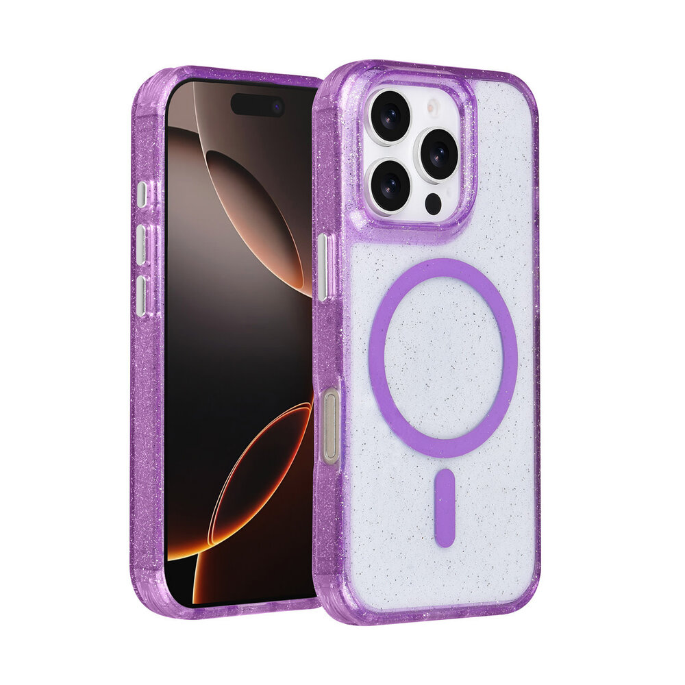 TUNIQ TUNIQ iPhone 16 Pro Back cover coque - Magsafe - Glitter - Hanger - Violet