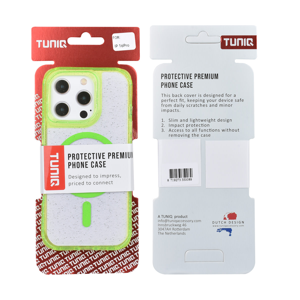 TUNIQ TUNIQ iPhone 16 Pro Backcover hoesje - Magsafe - Glitter - Hanger - Groen, foto 3 van 3