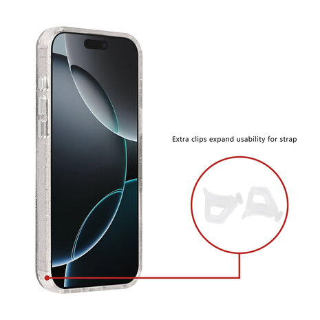 TUNIQ TUNIQ iPhone 16 Pro Max Backcover hoesje - Magsafe - Glitter - Hanger - Transparant TUNIQ TUNIQ iPhone 16 Pro Max Backcover hoesje - Magsafe - Glitter - Hanger - Transparant