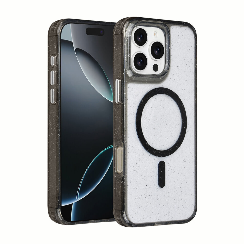 TUNIQ TUNIQ iPhone 16 Pro Max Backcover hoesje - Magsafe - Glitter - Hanger - Zwart