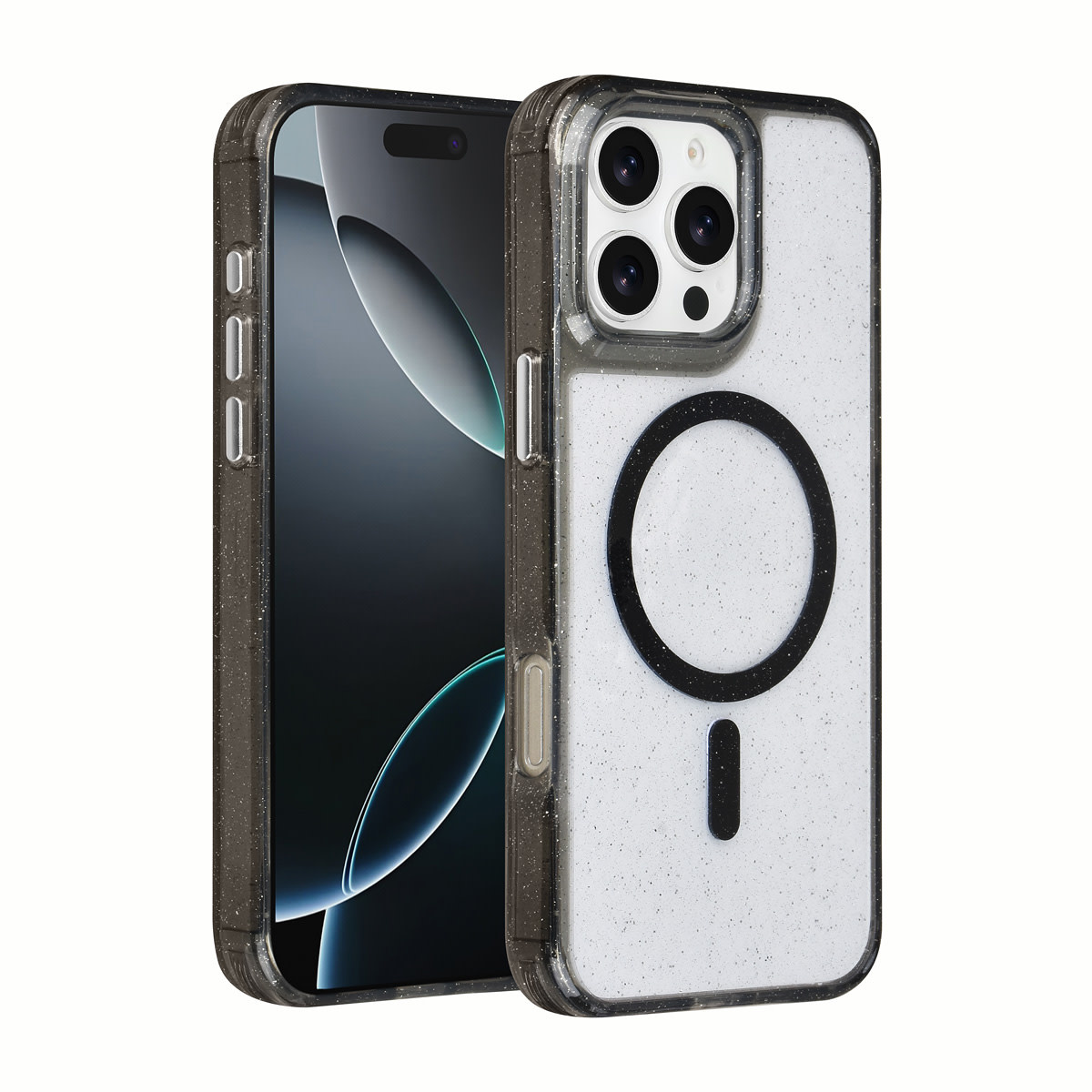 TUNIQ TUNIQ iPhone 16 Pro Max Backcover hoesje - Magsafe - Glitter - Hanger - Zwart