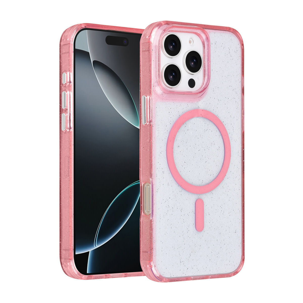 TUNIQ TUNIQ iPhone 16 Pro Max Backcover hoesje - Magsafe - Glitter - Hanger - Roze