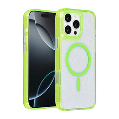 TUNIQ iPhone 16 Pro Max Backcover hoesje - Magsafe - Glitter - Hanger - Groen
