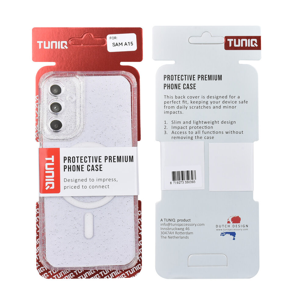 TUNIQ TUNIQ Galaxy A15 5G Back-Cover hul - Magsafe - Glitter - Hanger - Transparent