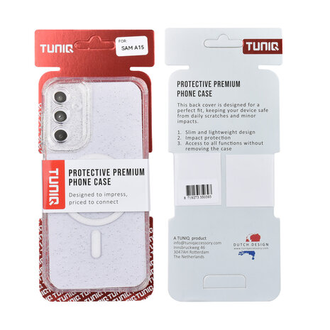 TUNIQ TUNIQ Galaxy A15 5G Back cover coque - Magsafe - Glitter - Hanger - Transparent TUNIQ TUNIQ Galaxy A15 5G Back cover coque - Magsafe - Glitter - Hanger - Transparent