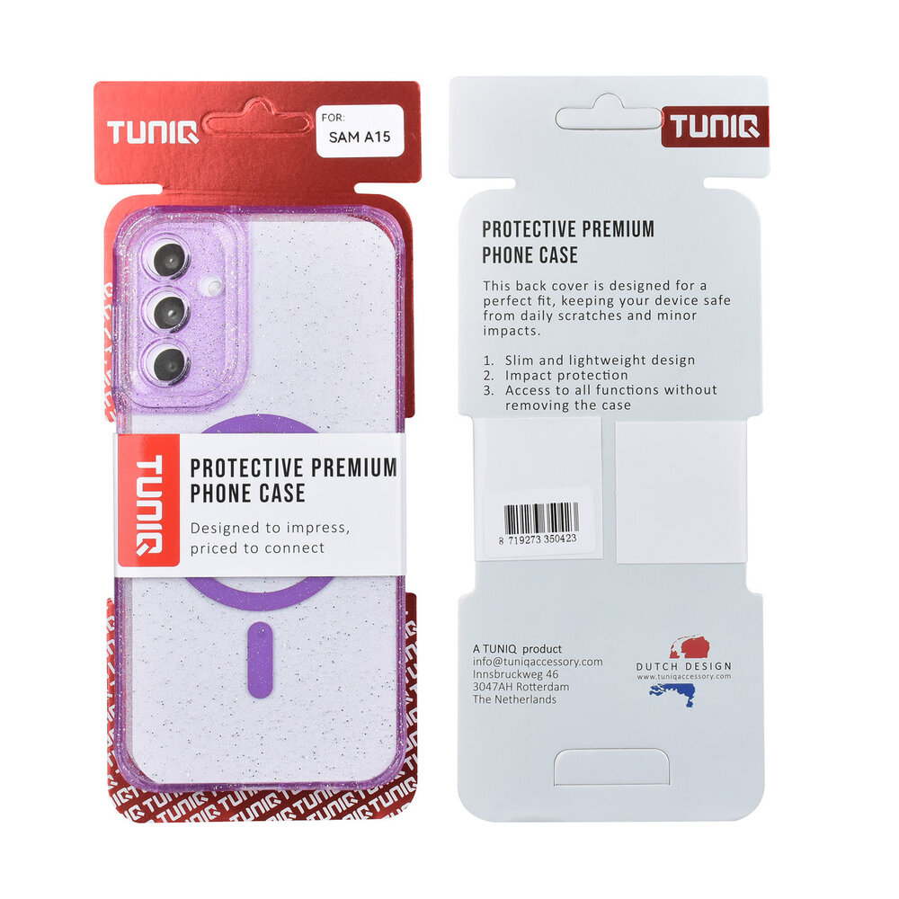 TUNIQ TUNIQ Galaxy A15 5G Back cover coque - Magsafe - Glitter - Hanger - Violet TUNIQ TUNIQ Galaxy A15 5G Back cover coque - Magsafe - Glitter - Hanger - Violet