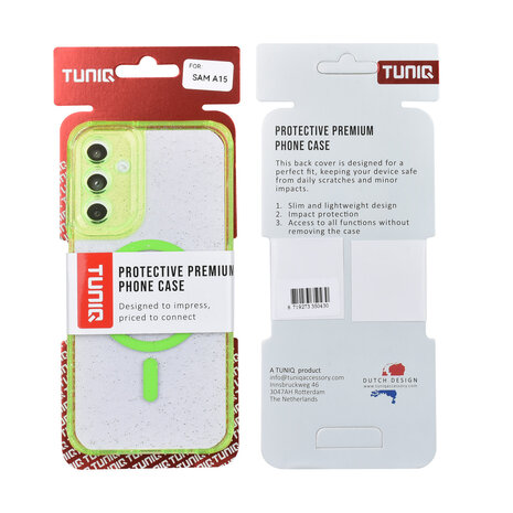 TUNIQ TUNIQ Galaxy A15 5G Back-Cover hul - Magsafe - Glitter - Hanger - Grün