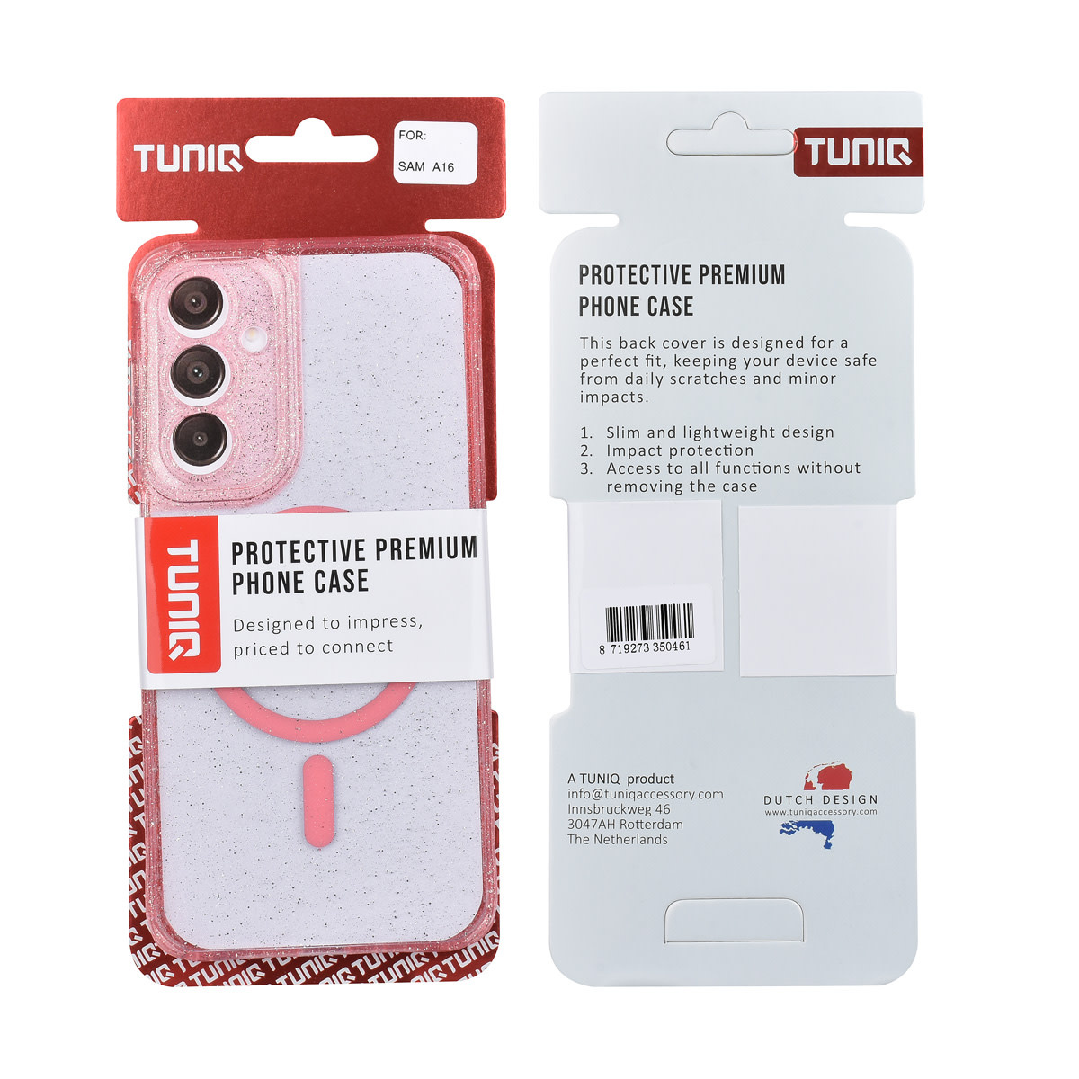 TUNIQ TUNIQ Galaxy A16 5G Backcover hoesje - Magsafe - Glitter - Hanger - Roze, foto 3 van 3