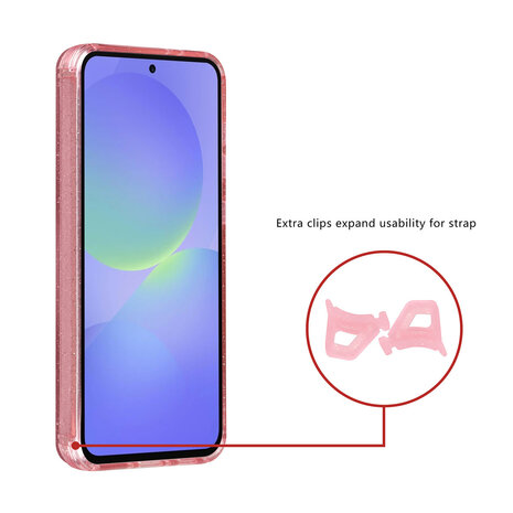 TUNIQ TUNIQ Galaxy A36 Back cover case - Magsafe - Glitter - Hanger - Pink TUNIQ TUNIQ Galaxy A36 Back cover case - Magsafe - Glitter - Hanger - Pink