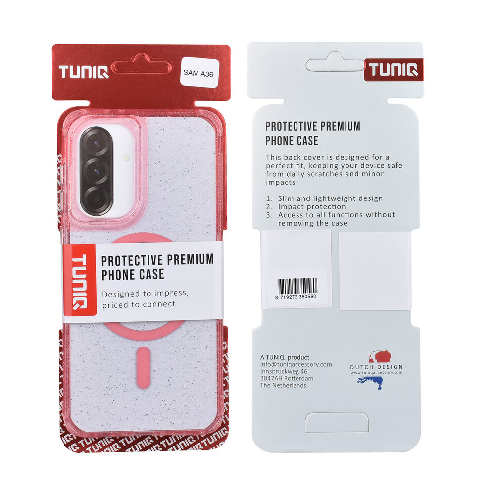 TUNIQ TUNIQ Galaxy A36 Backcover hoesje - Magsafe - Glitter - Hanger - Roze TUNIQ TUNIQ Galaxy A36 Backcover hoesje - Magsafe - Glitter - Hanger - Roze