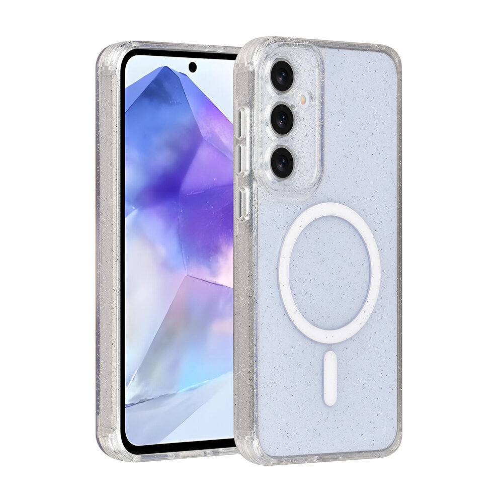 TUNIQ TUNIQ Galaxy A55 Back cover coque - Magsafe - Glitter - Hanger - Transparent TUNIQ TUNIQ Galaxy A55 Back cover coque - Magsafe - Glitter - Hanger - Transparent