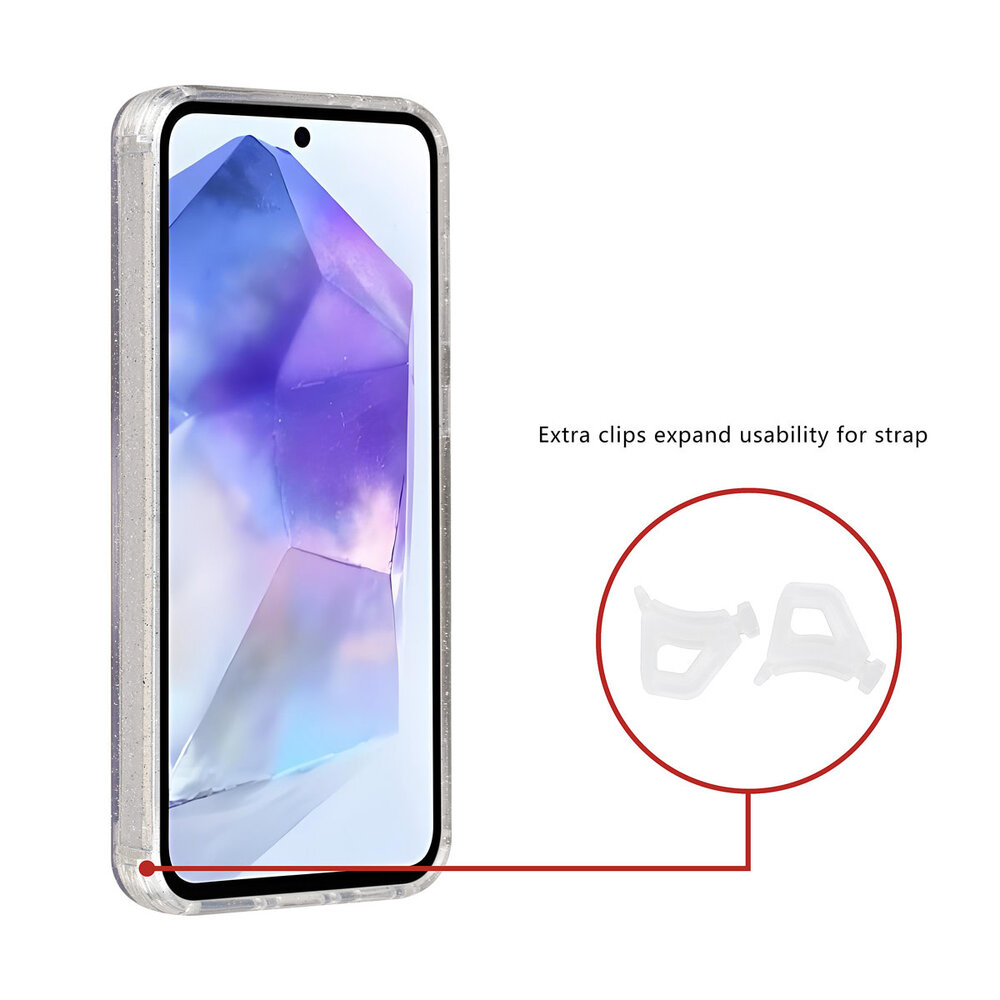 TUNIQ TUNIQ Galaxy A55 Back cover coque - Magsafe - Glitter - Hanger - Transparent TUNIQ TUNIQ Galaxy A55 Back cover coque - Magsafe - Glitter - Hanger - Transparent