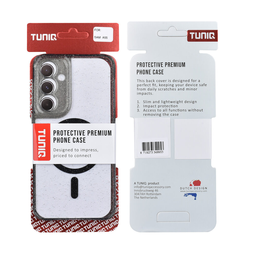 TUNIQ TUNIQ Galaxy A55 Back cover coque - Magsafe - Glitter - Hanger - Noir