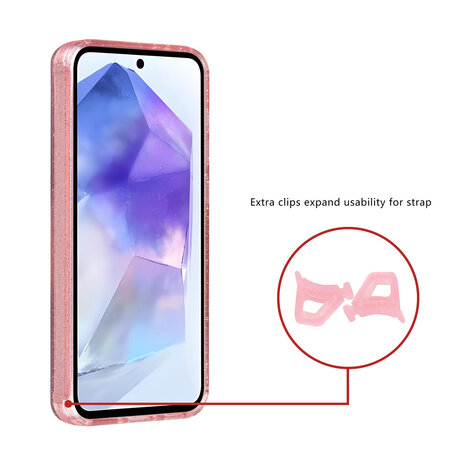 TUNIQ TUNIQ Galaxy A55 Backcover hoesje - Magsafe - Glitter - Hanger - Roze