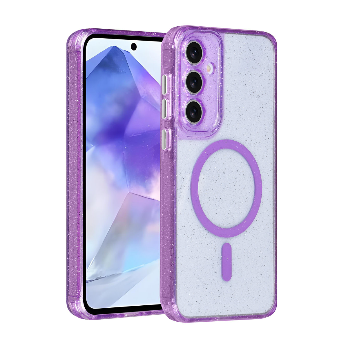 TUNIQ TUNIQ Galaxy A55 Backcover hoesje - Magsafe - Glitter - Hanger - Paars